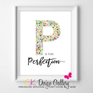 Floral Alphabet Letter P Print: Flower Wall Art (8x10, Instant Download)