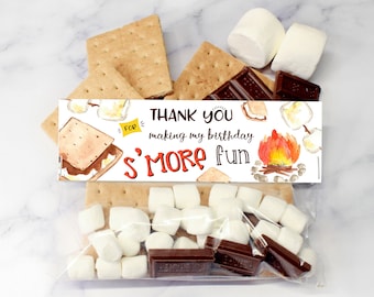 S'mores Bag Topper: Campfire Smores Birthday Treat Favor Label (Instant Download)