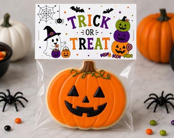 Halloween Bag Topper, Trick or Treat Favor, 4 × 4 Inch Digital Download