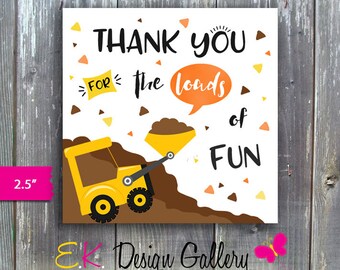 Construction Favor Tag, Construction Birthday Tag, Dump Truck Tag, Construction Thank You, Construction Theme, Treat Tag, Instant Download