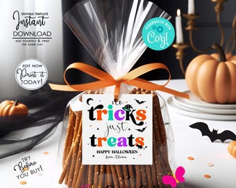 Halloween Trick or Treat Tag: School Gift Exchange Label (Editable, Digital Download)