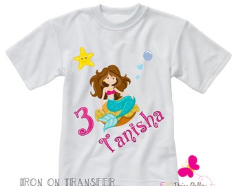 Mermaid Iron On, Girl Clothing T-Shirt IRON-ON, Digital Transfer Iron On, Iron On Transfer File, Kids Shirt Iron On