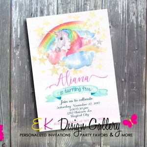 Personalized Unicorn Birthday Invitation Magical Rainbow Unicorn Birthday Party Invite Unicorn Theme Birthday Party Invite Digital Download