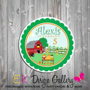 Fall Party Thank You Tag, Hayride Gift Label, Farm Birthday Favor, Personalized Digital Download
