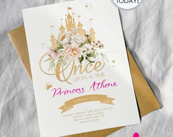 Princess Birthday Invitation, Editable Castle Party Invite, Printable Digital Template