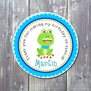 Personalized Frog Thank You Tag Froggy Party Favor Tag Birthday Party Gift Treat Tag Cupcake Topper Sticker Printable Digital Download