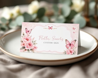 Butterfly Table Place Card, Printable Food Tent Template, Buffet Label (Editable, Instant Download)