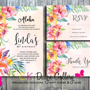 Convite de casamento tropical personalizado, convite de noiva, convite para festa de casamento em estilo ilha, convite com flores havaianas, download digital
