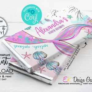 Mermaid Tail Candy Wrapper, Chocolate Bar Wrap, Ocean Theme Party Favor ...