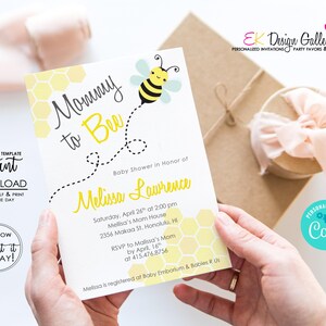 Personalized Mommy To Bee Invitation Baby Shower Theme Party Invite Printable Digital Download Invite image 6