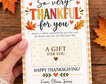 Thanksgiving Gift Card Holder,  Editable Fall Appreciation Card,  Digital Download