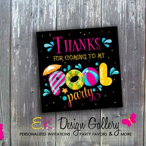 Pool Party Thank You Tags, Summer Poolside Birthday Party, Party Favors Gift Tag Instant Download Pool Party Treats Tag