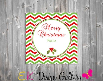 DIY Noël Chevron Party Favors Imprimable Vacances Faveur Cadeau Tags Autocollants Cadeau Stocking Stuffer Noël Bonbons Étiquettes TÉLÉCHARGEMENT INSTANTANÉ