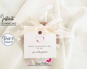 Valentines Day Card For A Friend, Valentines Treat Note Label, Favor Tag (Instant Download)