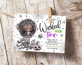 Halloween Witch Party Invitation: Wicked Good Time, EDITABLE (Instant Download)