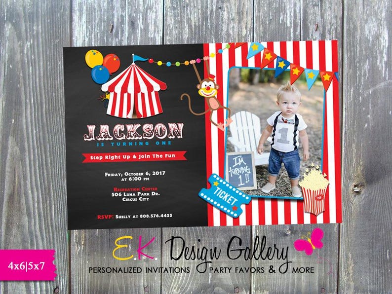 Rec Invitation Personalized Circus Birthday Invitation: Carnival Party Invite (digital ...