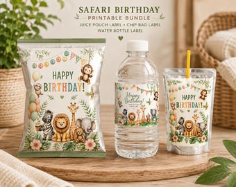 Wild Safari Birthday Party Favor Bundle, Printable Jungle Animals Favors (Instant Download)