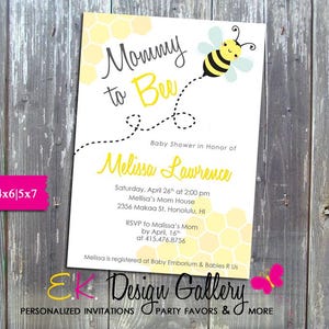 Personalized Mommy To Bee Invitation Baby Shower Theme Party Invite Printable Digital Download Invite image 2