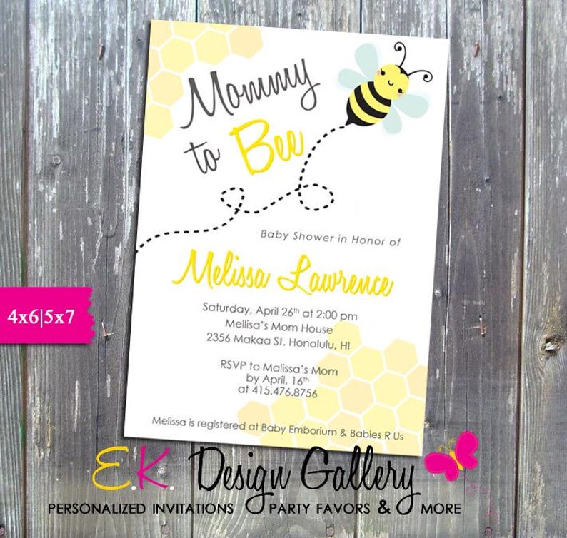 Personalized Mommy To Bee Invitation Baby Shower Theme Party Invite Printable Digital Download Invite image 2