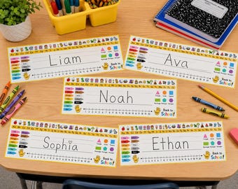 Student Desk Name Tag, Printable Back to School Classroom Desk Label (Instant Download)