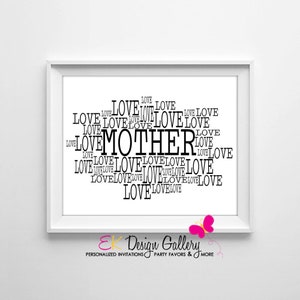 Mother&#39;s Love Wall Décor Mother&#39;s Day Gift Wall Art Mother&#39;s Love Sign Mother Wall Art Print INSTANT DOWNLOAD 8x10 Digital Art Print