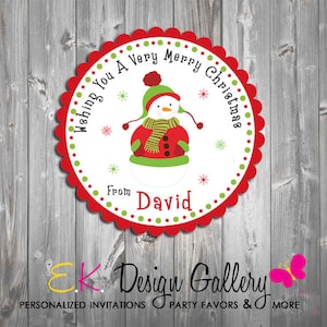 Christmas Gift Tag Winter Snowman Treat Label Tag Holiday Favor Tag Personalized Digital Download Birthday Party Favors Gift Tag