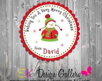 Holiday Tag, Christmas Tag, Winter Snowman Tag, Holiday Favor Tag, Personalized Birthday Party Favors Gift Tags, Digital Tag