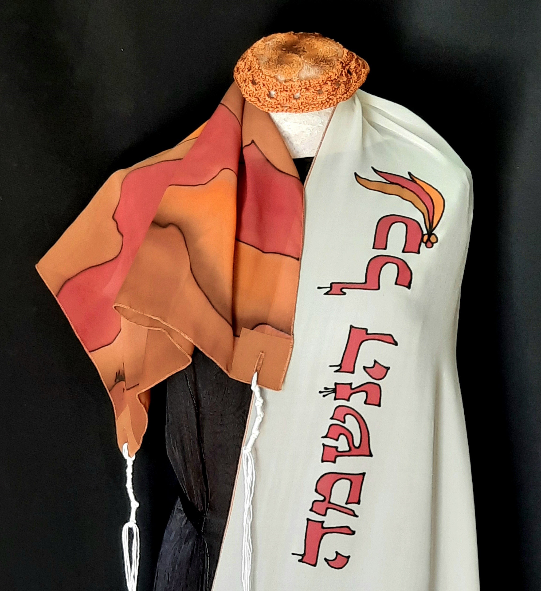 Tallit - Mother Earth-new colors - Hand Painted -pure silk - Bat Mitzvah and Birthday Gifts - Bag included- one of a kind !