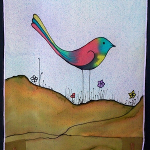 Hand Painted Silk Tallit - Bird Song Design - Women's Prayer Shawl with Matching Bag