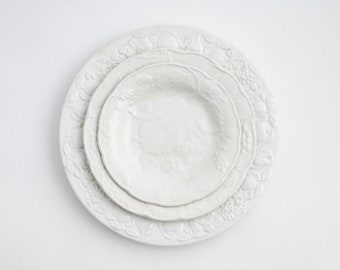 Rustic White Crockery (Mismatched) for hire