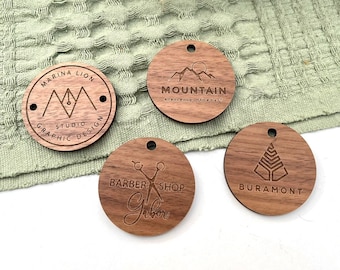 50 personalized wooden pendants, logo wooden pendants, engraved wooden pendants, wooden tags, wooden buttons, hang tags, pendants with name