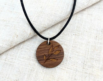 Wooden necklace with engraving "Branch" | Natural jewelry | personalized jewelry