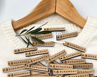 50 logo tags with your logo, wooden button, label tag, clothing tag, cotton tag, wooden tag