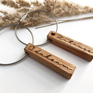 Keychain "Home" oak wood laser engraving, name engraving, engraving, wooden name, keychain wood with engraving, for men, for him