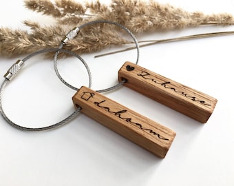 Keychain "Home" Oak Laser Engraving, Name Engraving, Engraving, Wood Name, Keychain Wood with Engraving, for Men, for Him