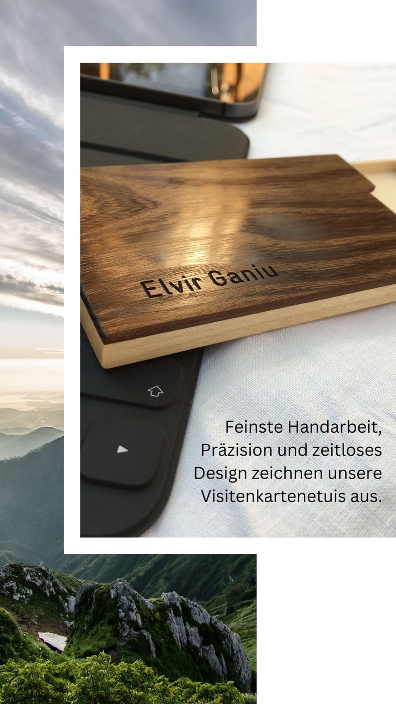 Visitenkartenetui Holz mit Gravur, Nussbaum 5, Namensgravur, Logogravur, Weihnachtsgeschenk, Abschlussgeschenk Bild 5