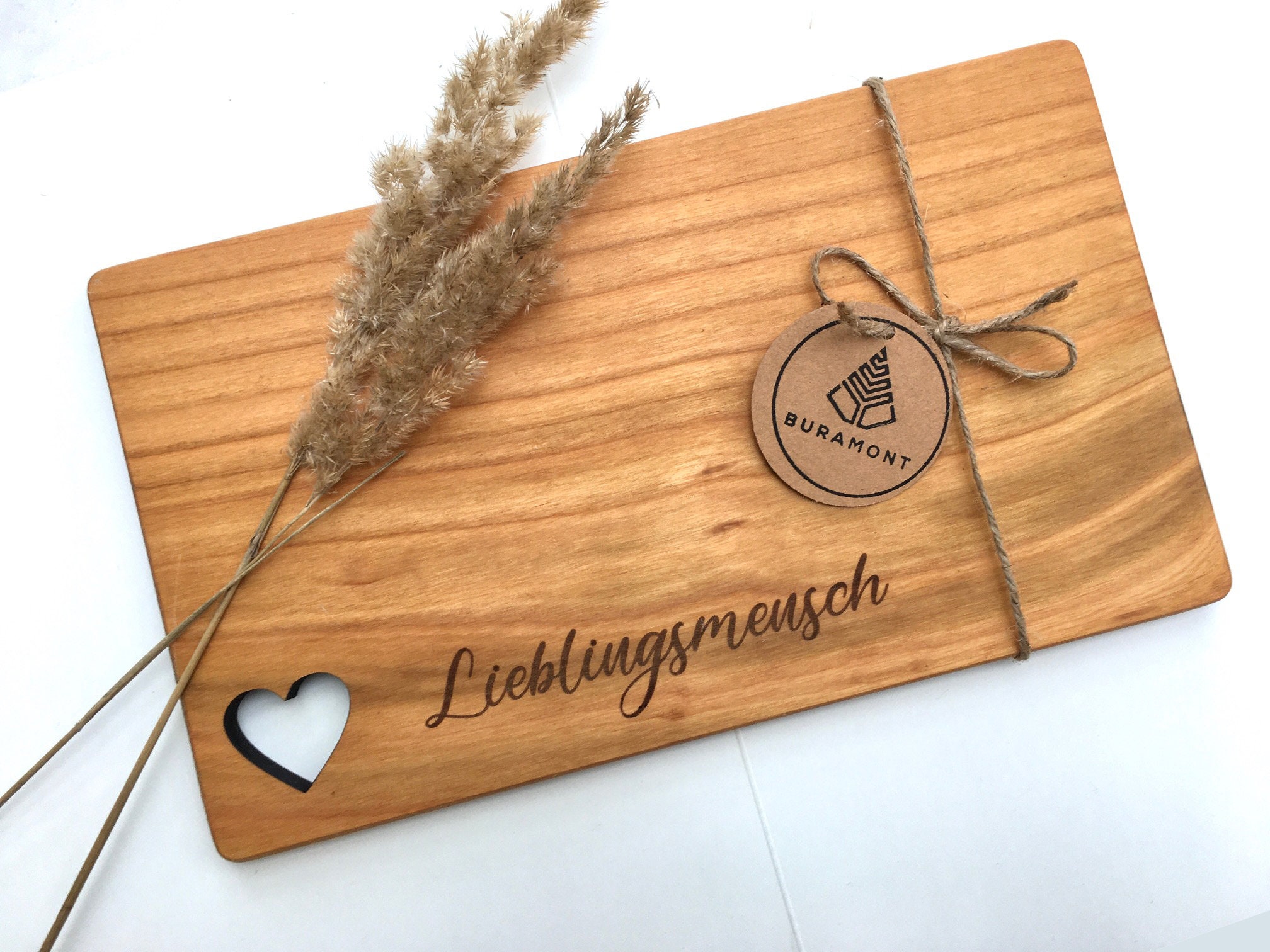 Breakfast Board Heart, Cherry With Engraving, Wood, Sandwich