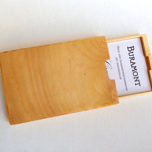 Visitenkartenetui Holz mit Gravur, Zirbe Mod. 5, Weihnachtsgeschenk, Abschlussgeschenk, Logogravur