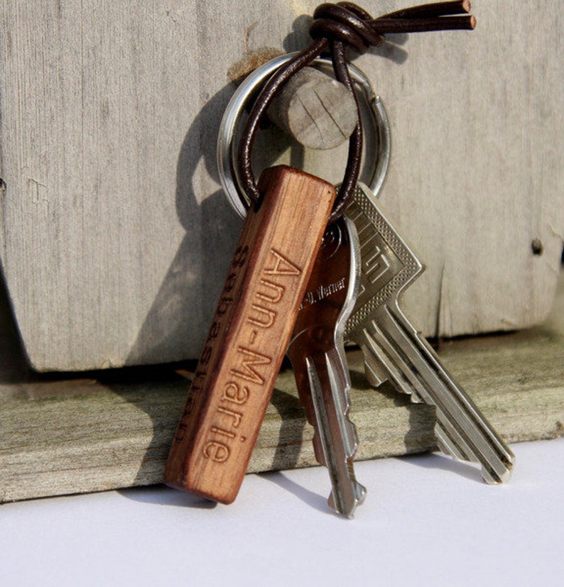 Keychain personalized, keychain wood, wood engraving, keychain with name, Christmas gift image 1
