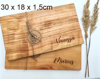 Breakfast board cutting board 30 x 18 x 1.5 cm cherry with engraving, wood, sandwich board, wooden board, Mother's Day