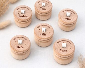 Personalized baby tooth box – milk tooth box with name engraving, gift for birth or christening, tooth fairy box for girls