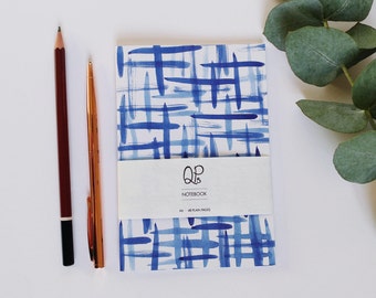 A6 Brush Strokes Notebook, Blue Ink Pattern Notebook, Journal, Small Notebook, A6 Notebook