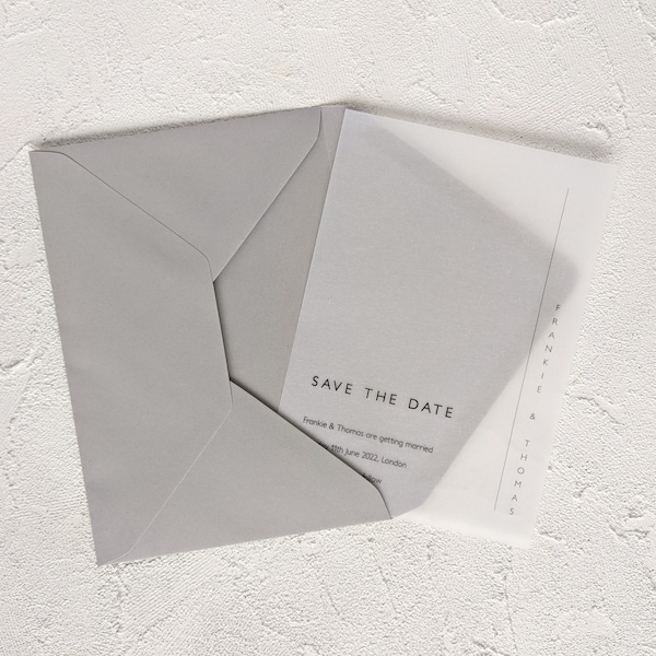 Save The Date, Neutral Save The Date, Wedding Stationery Sample, Vellum Wedding Stationery, Semi-Custom Wedding Stationery