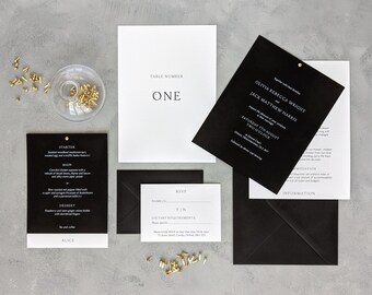 Wedding Stationery Sample Pack, Chic Wedding Invitation, Monochrome Wedding Stationery, Wedding Invite, Semi-Custom Wedding Stationery