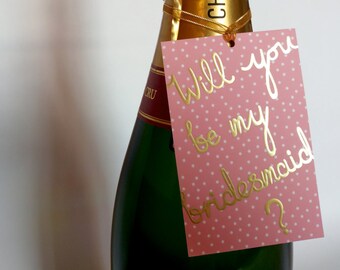 Will You Be My Bridesmaid Mini Card, Be My Bridesmaid Gift Tag, Will You Be My Maid Of Honour Card, Gold Foil Mini Card, Bridesmaid Proposal