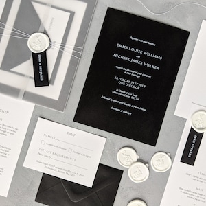 Paquete de muestra de papelería de boda, Glam Invitación de boda, Papelería de boda monocroma, Invitación a bodas, Papelería de boda semi-personalizada