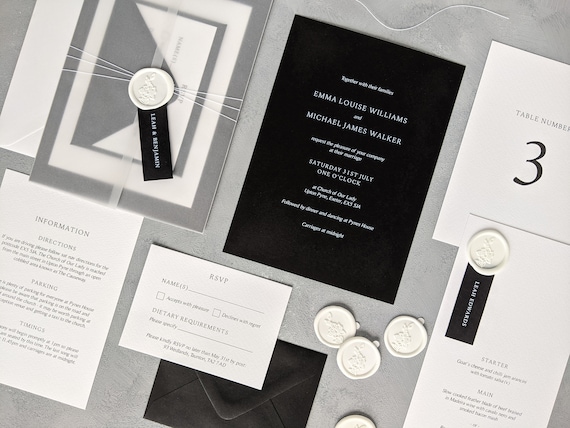 Wedding Stationery Sample Pack, Glam Wedding Invitation, Monochrome Wedding Stationery, Wedding Invite, Semi-Custom Wedding Stationery