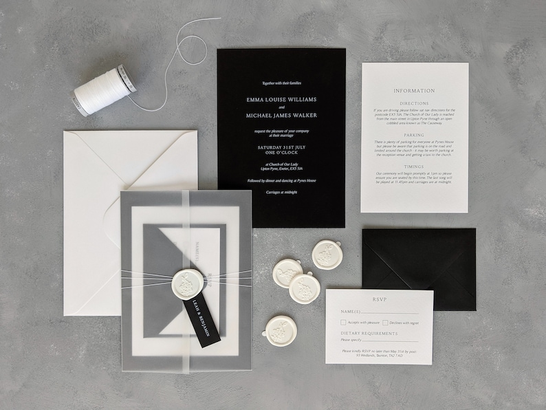 Wedding Stationery Sample Pack, Glam Wedding Invitation, Monochrome Wedding Stationery, Wedding Invite, Semi-Custom Wedding Stationery image 5