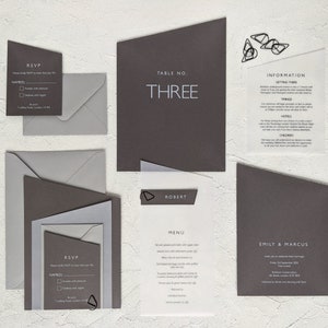 Paquete de muestra de papelería de boda, invitación de boda atrevida, papelería de boda moderna, invitación de boda, papelería de boda industrial