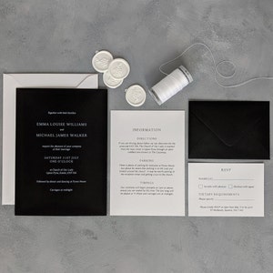 Wedding Stationery Sample Pack, Glam Wedding Invitation, Monochrome Wedding Stationery, Wedding Invite, Semi-Custom Wedding Stationery image 4